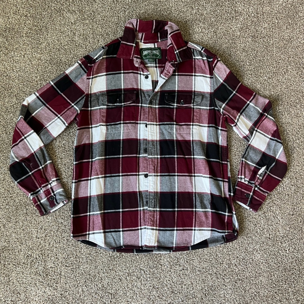 American Eagle Outfitters Maroon Plaid Flannel